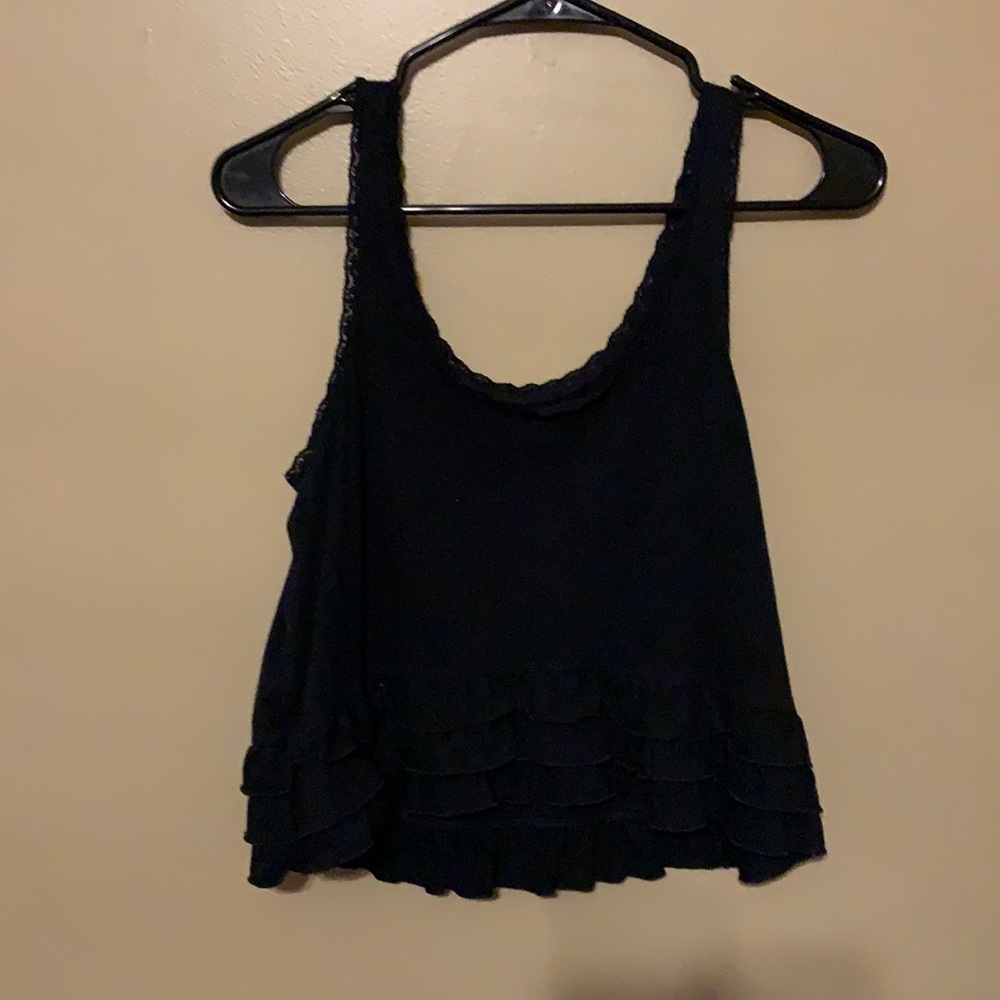 Hollister Black and Ruffle Crop Top